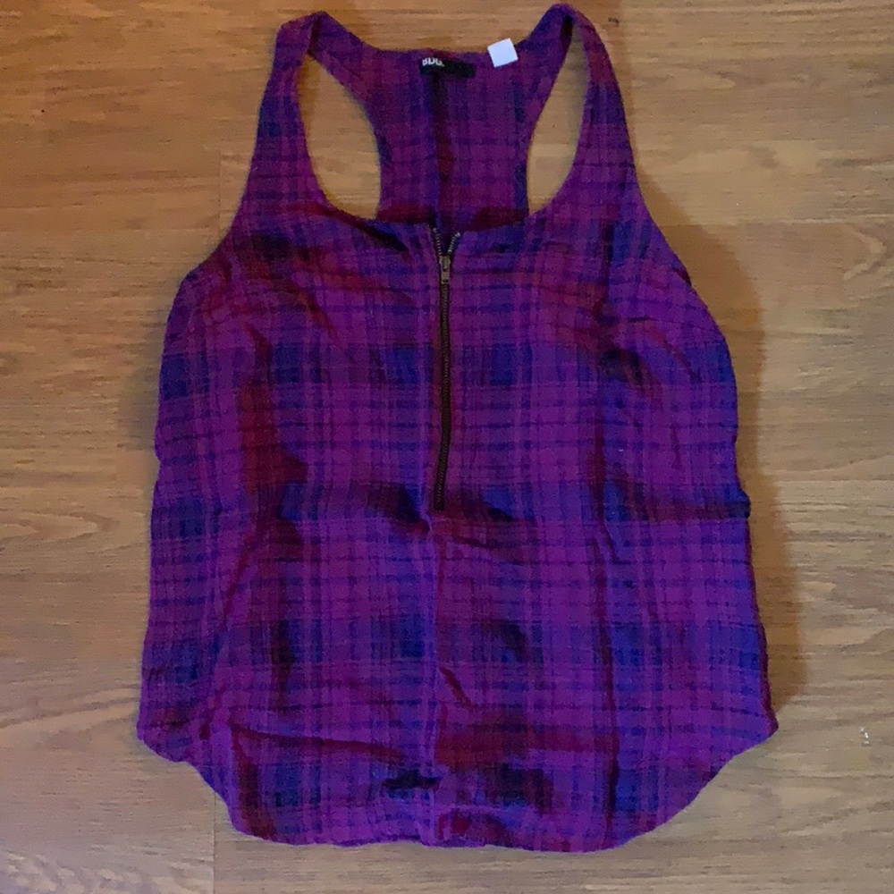 BDG MEDIUM PURPLE & BLUE MIDDLE ZIP SLEEVELESS URBAN OUTFITTERS SHIRT